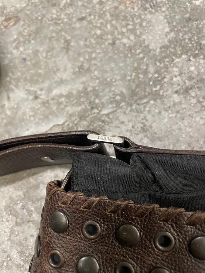 Prada Black Embellished Studded Shoulder Bag (OS) 7