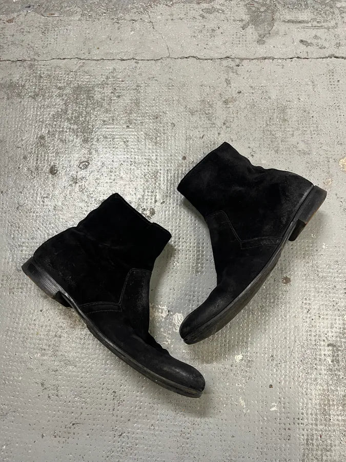 Prada Black Eroded Leather Chelsea Boots URoUNCp 1