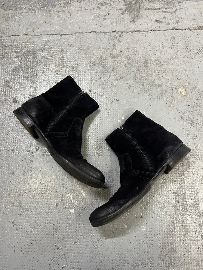 Prada Black Eroded Leather Chelsea Boots URoUNCp 2