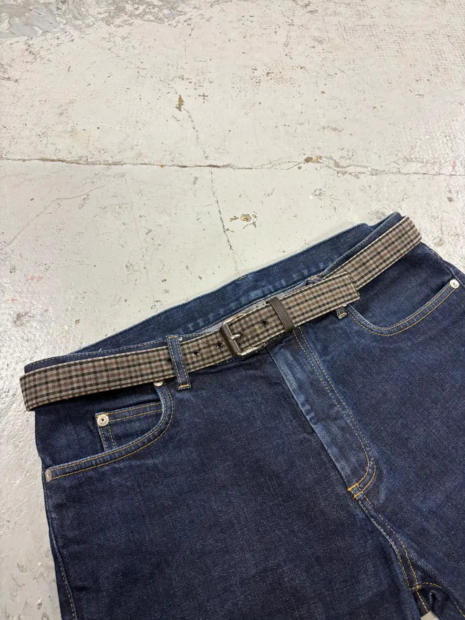 2000s Prada Grey Checkered Striped Light Belt  zXxwkjz 0