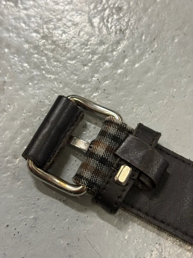 2000s Prada Grey Checkered Striped Light Belt  zXxwkjz 5
