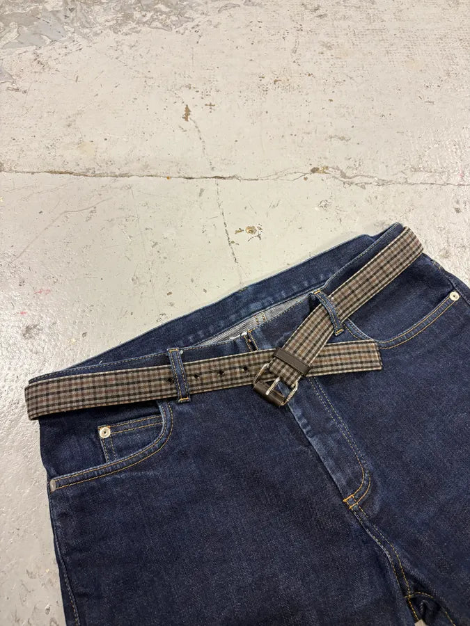 2000s Prada Grey Checkered Striped Light Belt  zXxwkjz 4
