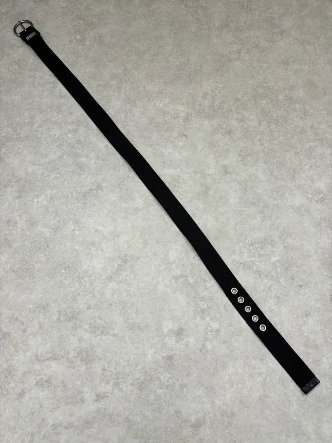 2000s Prada Black Fabric Steel Hardware Belt LvXSwrn 8