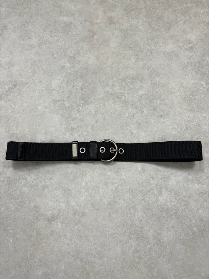 2000s Prada Black Fabric Steel Hardware Belt LvXSwrn 2