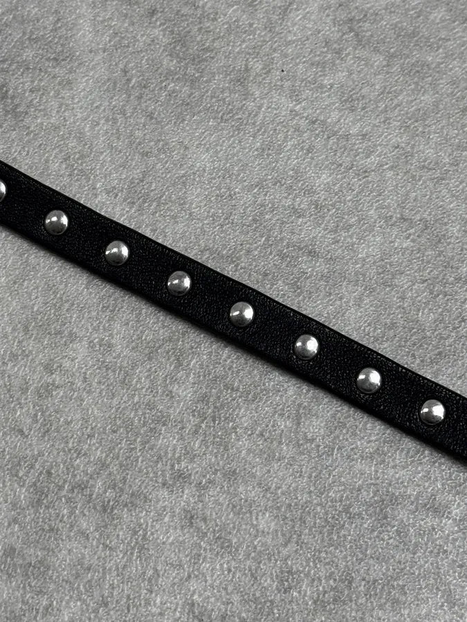 Prada Black Floral Studded Leather Bracelet NijnxsS 8