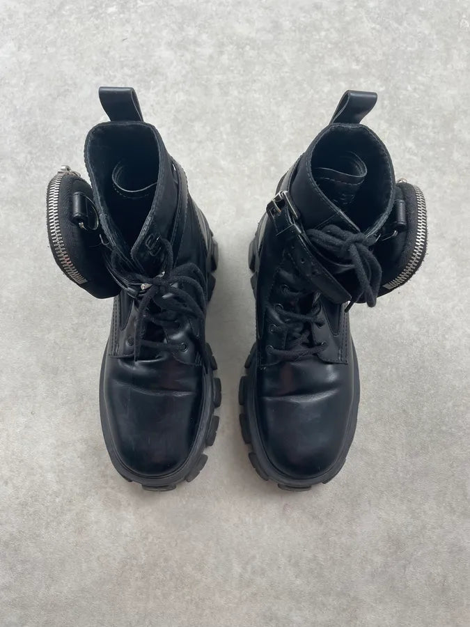 AW2019 Prada Black Monolith Leather Ankle Bag Boots dOEJRTu 4