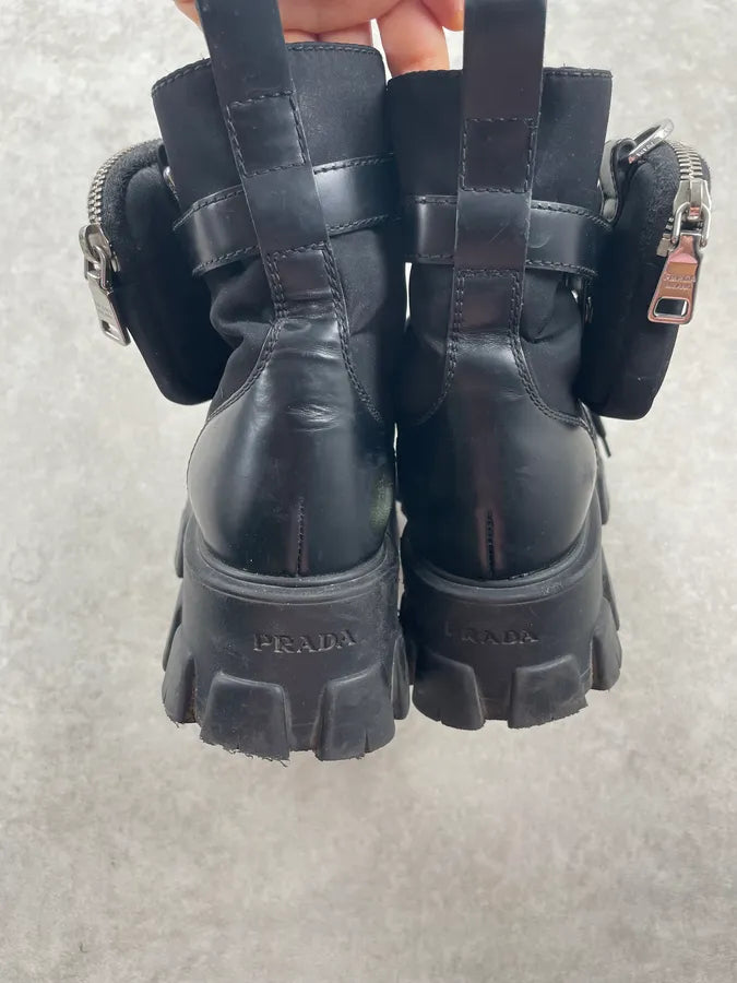 AW2019 Prada Black Monolith Leather Ankle Bag Boots dOEJRTu 9