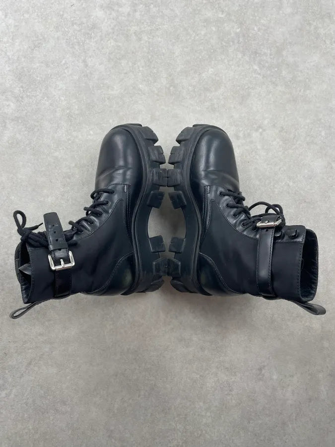 AW2019 Prada Black Monolith Leather Ankle Bag Boots dOEJRTu 3