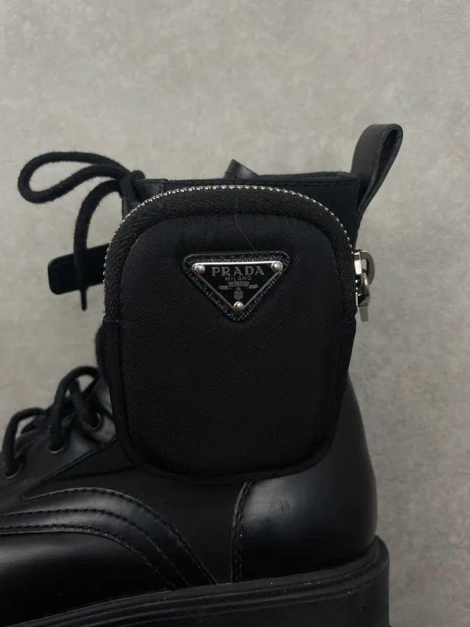 AW2019 Prada Black Monolith Leather Ankle Bag Boots dOEJRTu 7