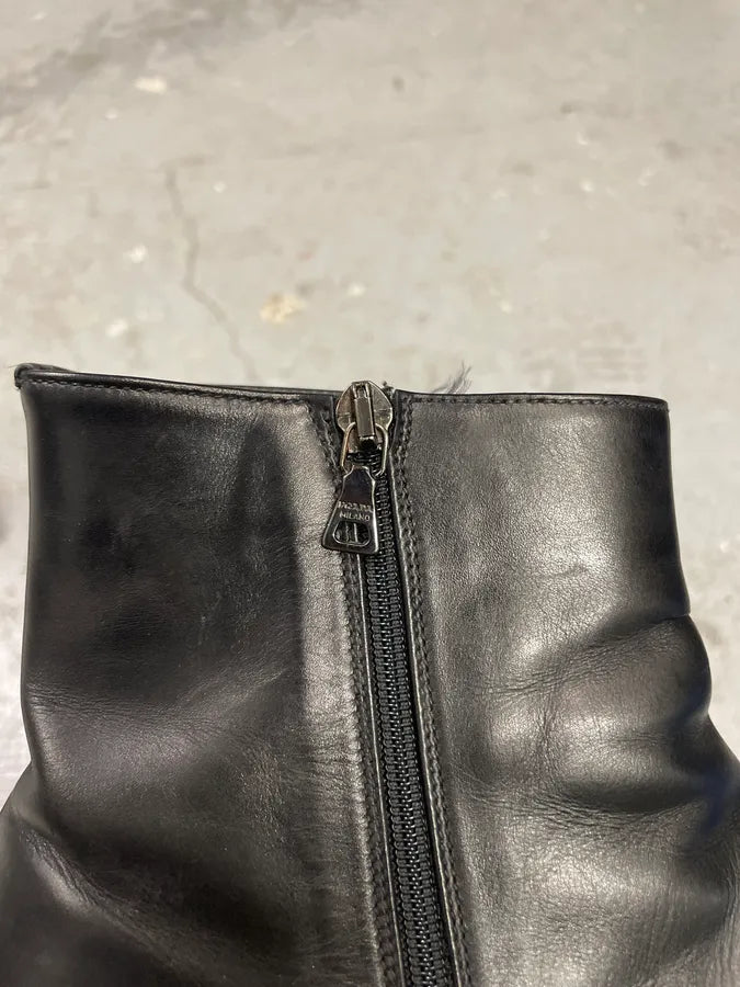 Prada Black Leather Ankle Boots (42.5eu/us9) 6