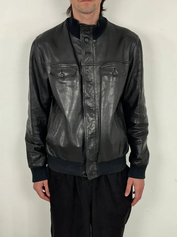 AW2008 Prada Buttoned Black Leather Jacket zEkUDOR 1