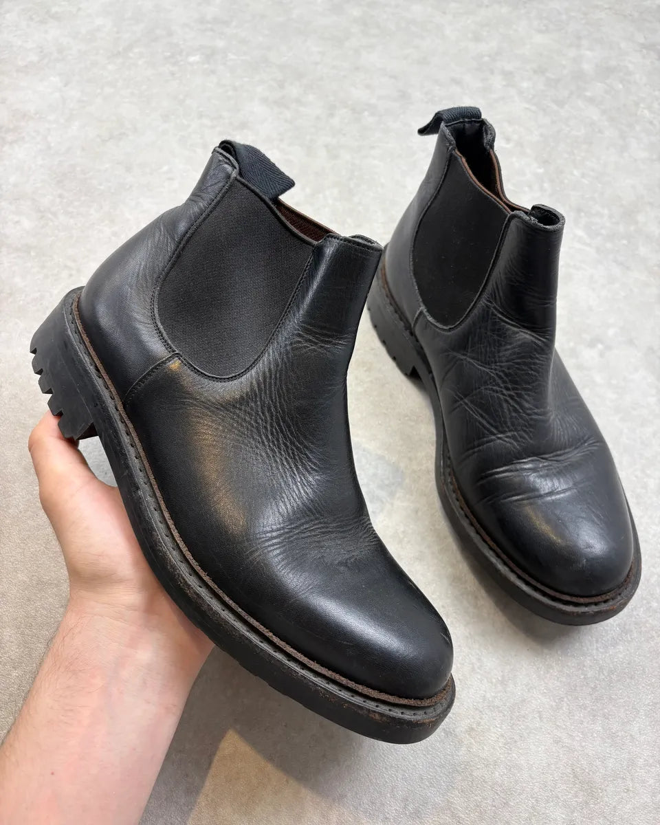 Prada Commando Black Leather Chelsea Boots rMaBrNM 0
