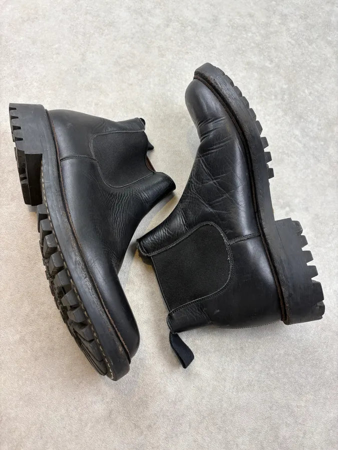 Prada Commando Black Leather Chelsea Boots rMaBrNM 5