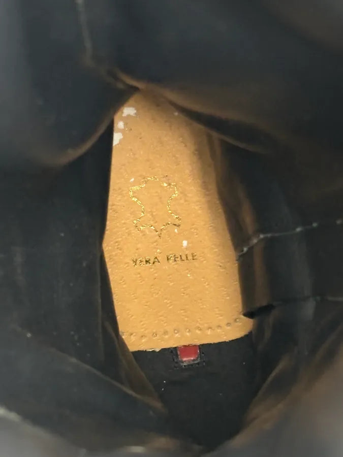 Prada Black Leather Biker Lace-Up Knee-High Boots JNyUhzS 10