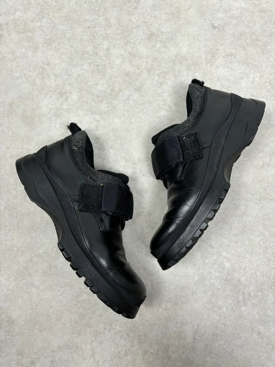 2000s Prada Black Loafer Velcro Leather Boots gossiws 3