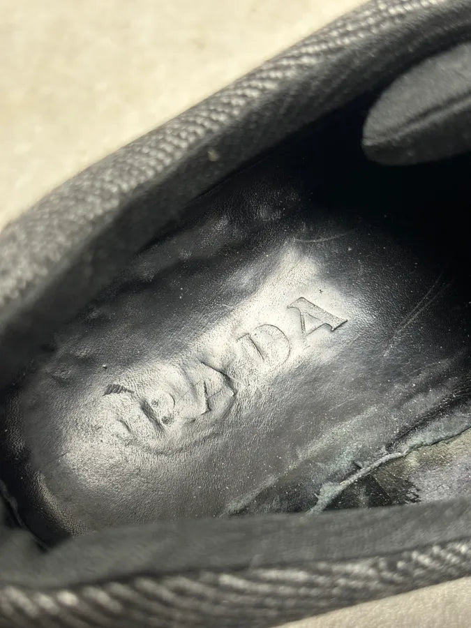 2000s Prada Black Loafer Velcro Leather Boots gossiws 10