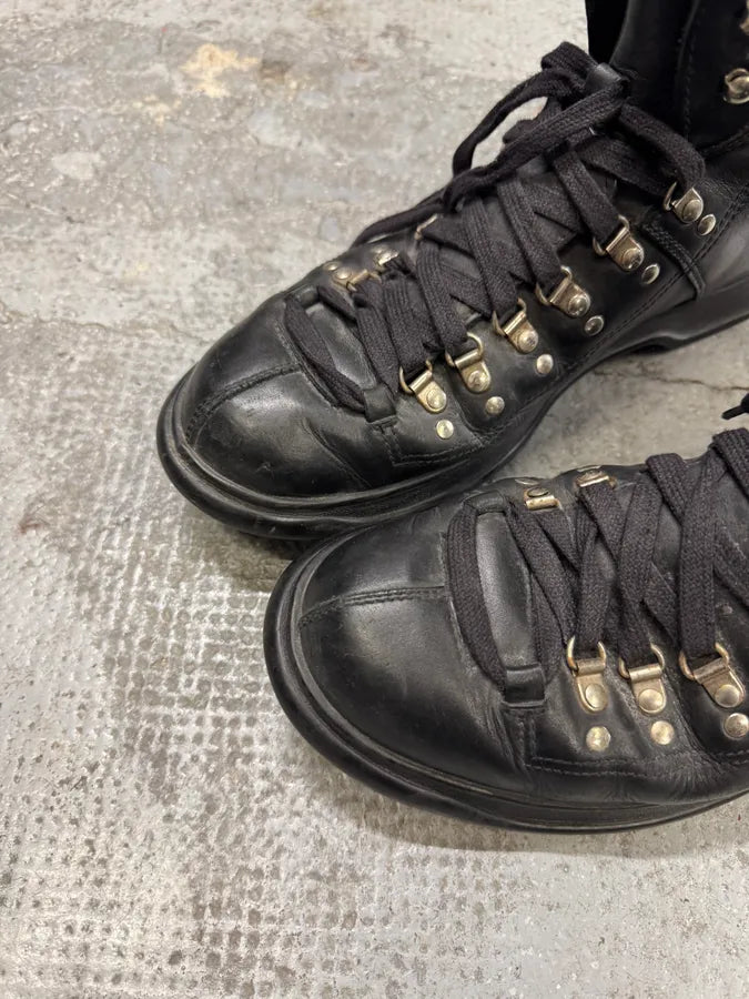 Prada Black Leather Metallic Biker Boots (43.5eu/us9.5) aIrLvzO 2