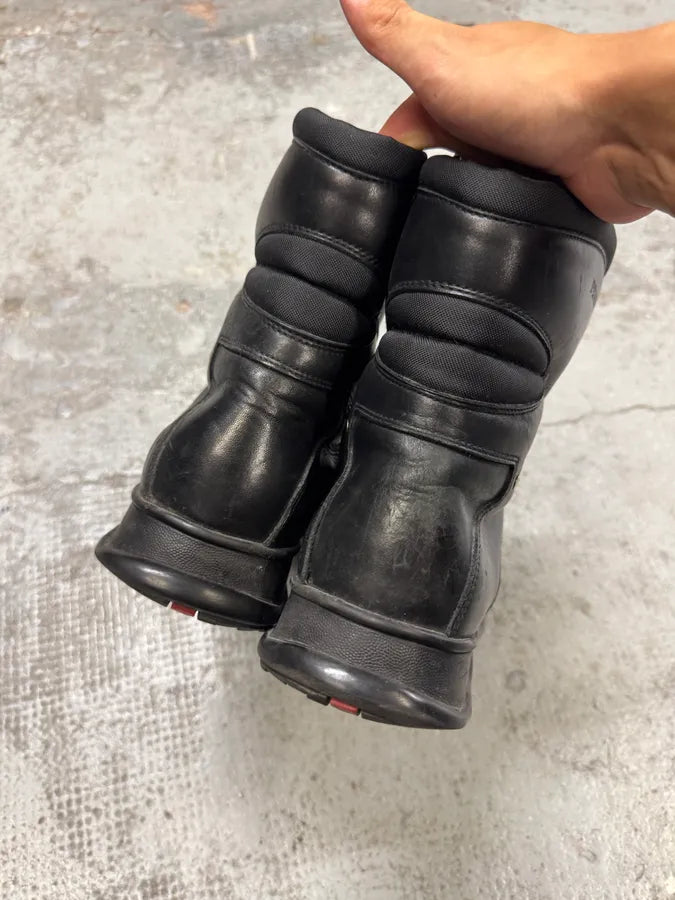 Prada Black Leather Metallic Biker Boots (43.5eu/us9.5) aIrLvzO 4
