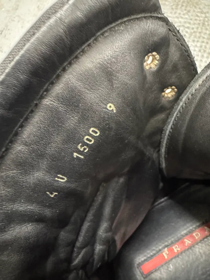Prada Black Leather Metallic Biker Boots (43.5eu/us9.5) aIrLvzO 8