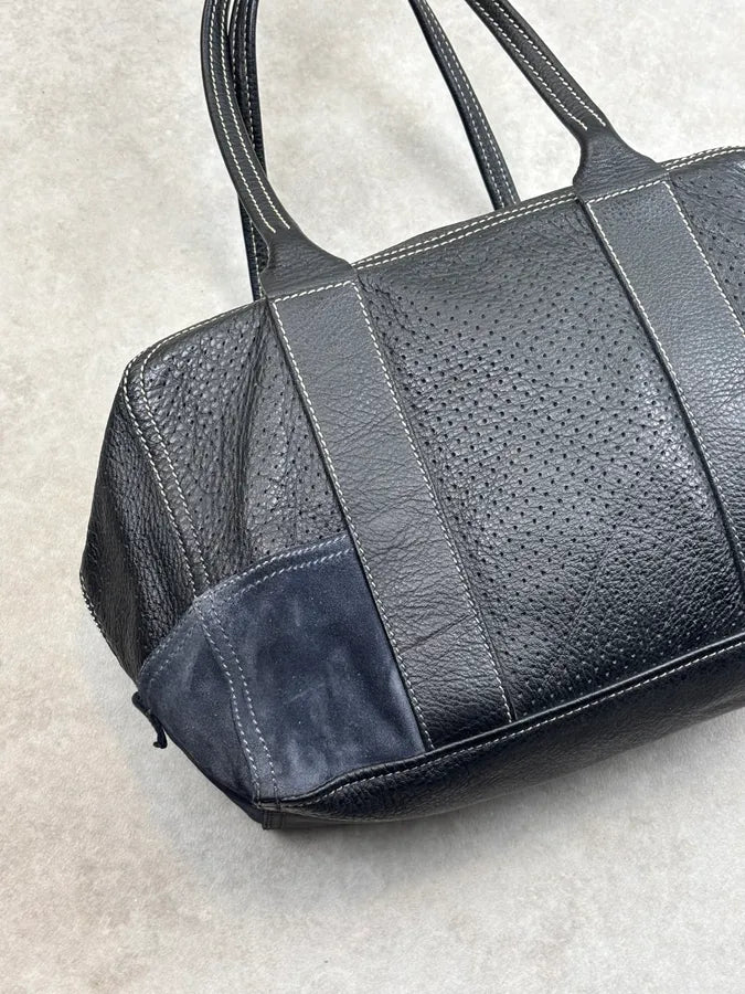 SS2003 Prada Dark Leather Perforated Handle Bag RKRVXtG 4