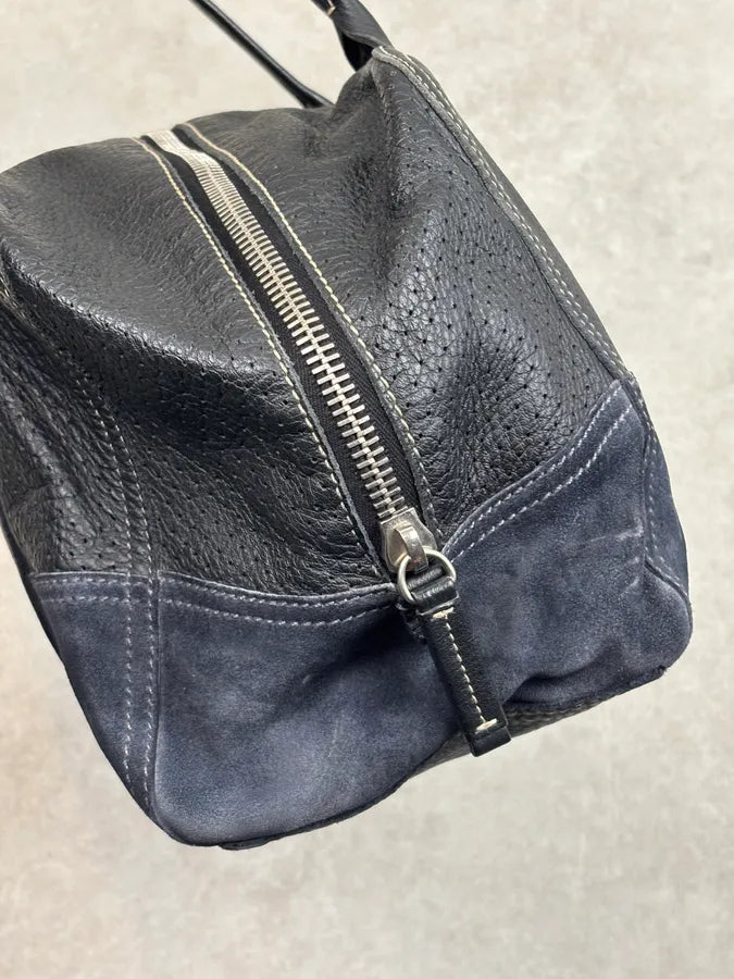 SS2003 Prada Dark Leather Perforated Handle Bag RKRVXtG 13