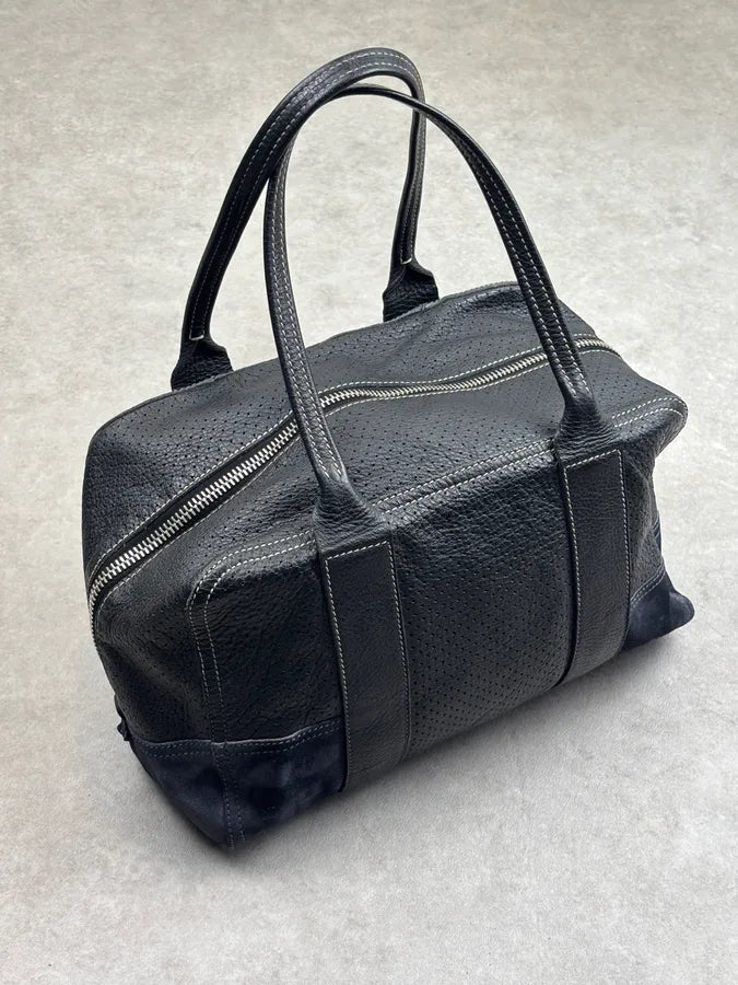 SS2003 Prada Dark Leather Perforated Handle Bag RKRVXtG 1