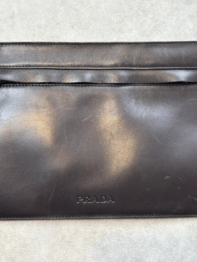SS2000 Prada Dark Brown Leather Shoulder Bag erlPlFi 6