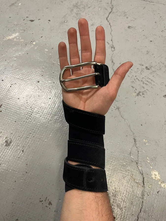 Prada Black Loop Suede Leather Belt TlOQYGH 1