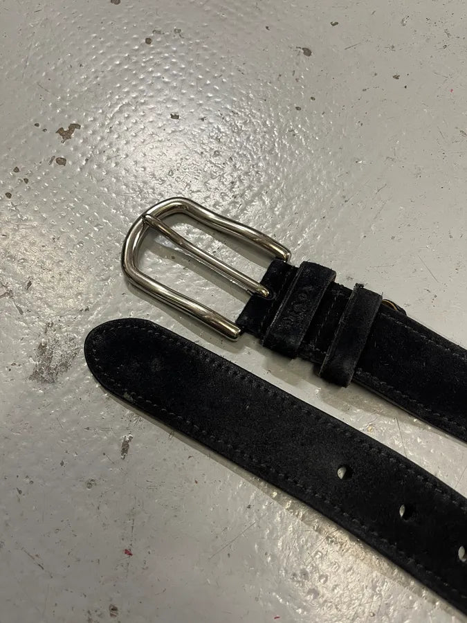 Prada Black Loop Suede Leather Belt TlOQYGH 3