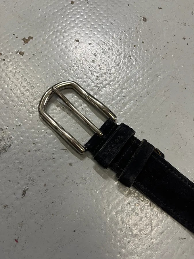 Prada Black Loop Suede Leather Belt TlOQYGH 4