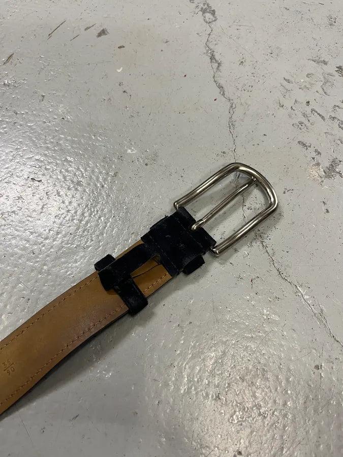 Prada Black Loop Suede Leather Belt TlOQYGH 6