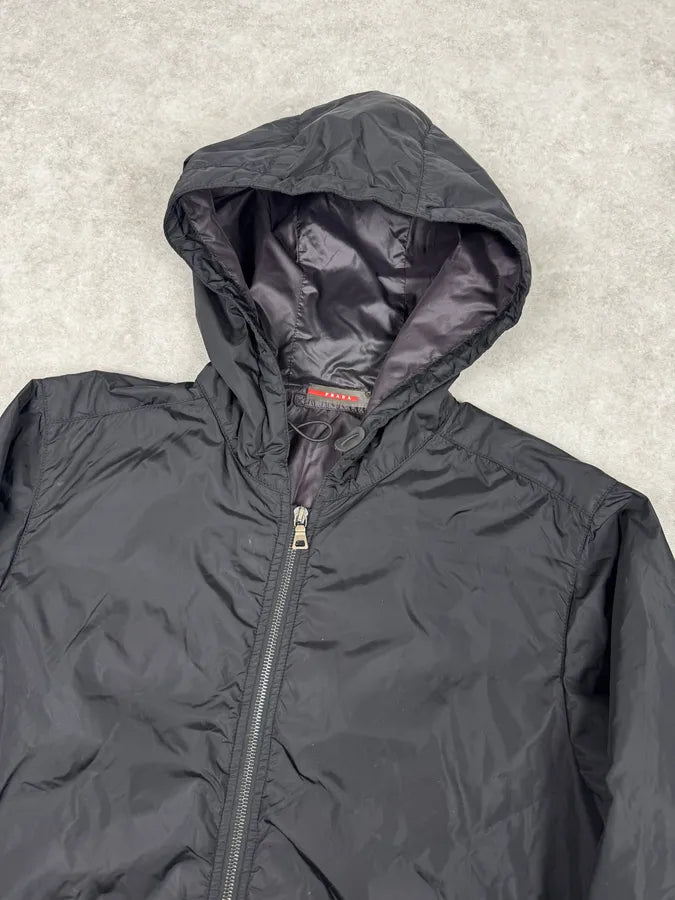 AW2009 Prada Black Nylon Light Hooded Windbreaker Jacket RDAmoLa 4