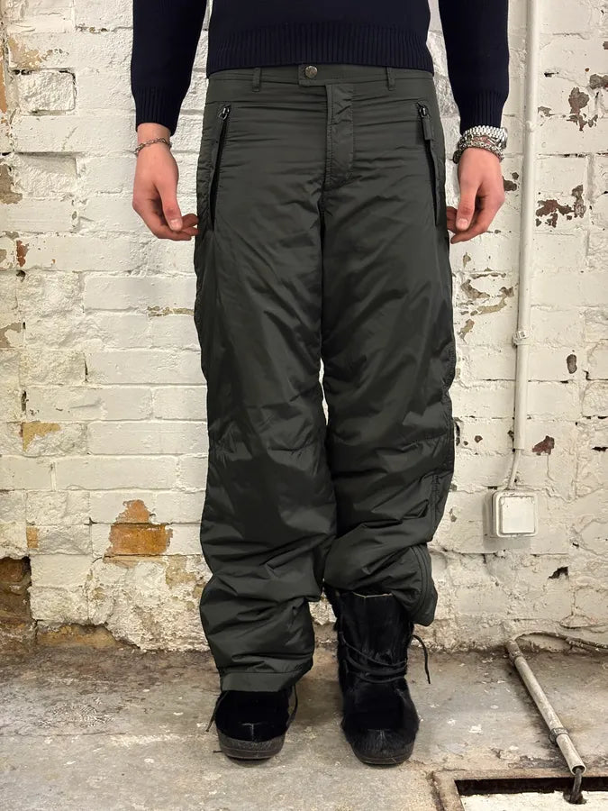 2000s Prada Olive Nylon Cargo Ski Pants KCEdXOv 0