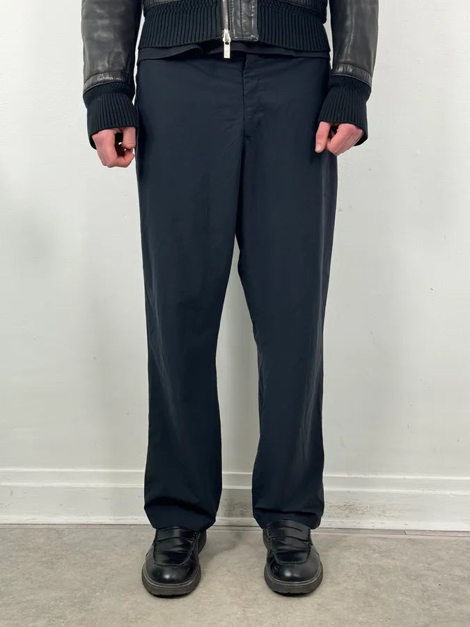 2000s Prada Navy Nylon Contrast Stripe Pants EupoEXv 1