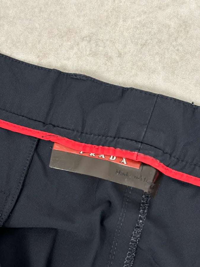 2000s Prada Navy Nylon Contrast Stripe Pants EupoEXv 9
