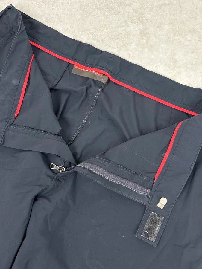 2000s Prada Navy Nylon Contrast Stripe Pants EupoEXv 8