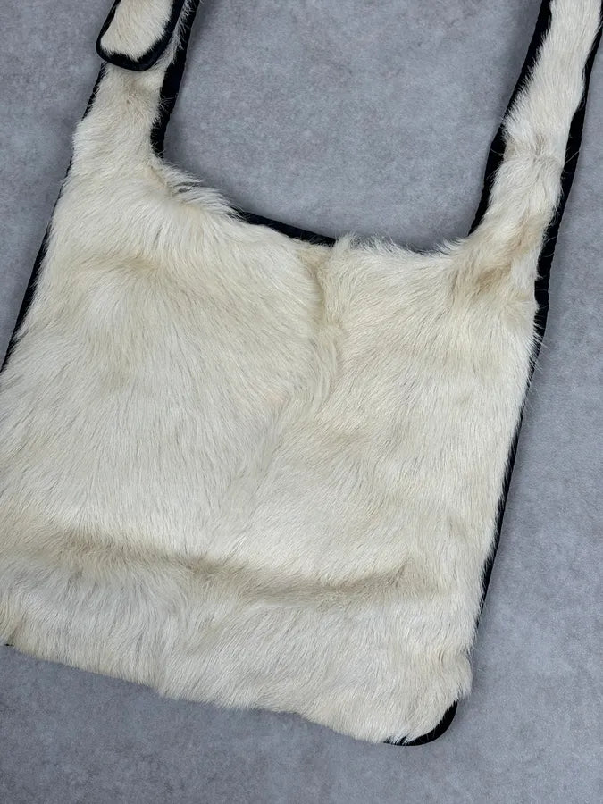 AW1999 Prada Black Nylon Fur-Trimmed Shoulder Bag VzHgueI 6