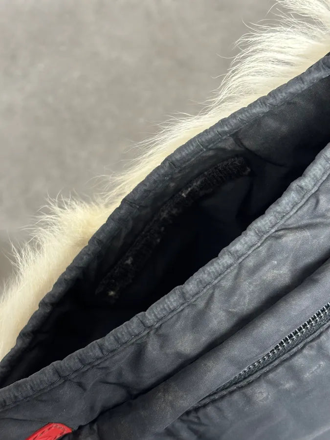 AW1999 Prada Black Nylon Fur-Trimmed Shoulder Bag VzHgueI 10