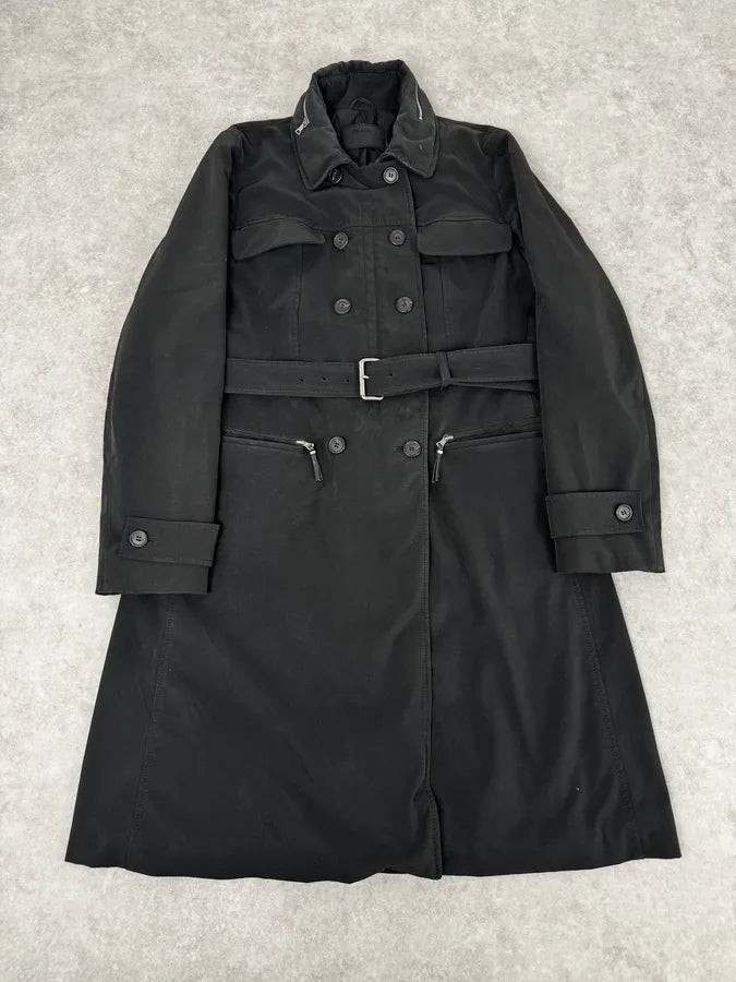 2000s Prada Black Nylon Multi-Pocket Classy Trench Coat RQSoTGq 0