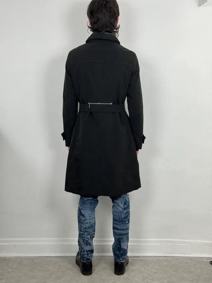2000s Prada Black Nylon Multi-Pocket Classy Trench Coat RQSoTGq 2