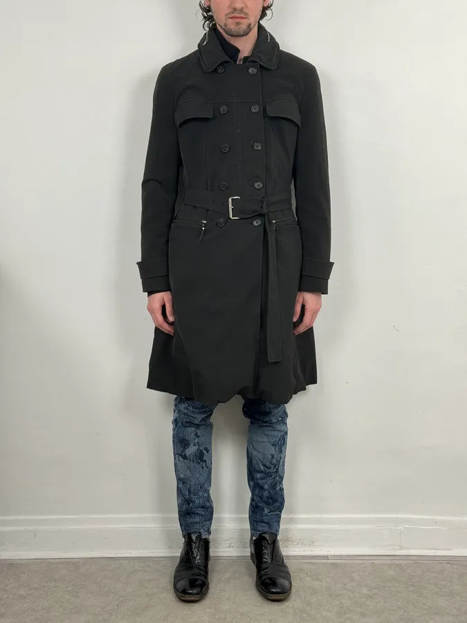2000s Prada Black Nylon Multi-Pocket Classy Trench Coat RQSoTGq 1