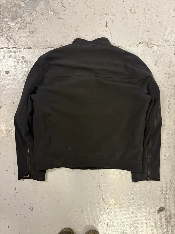 SS1999 Prada Black Nylon Zip Moto Jacket yVGJNfH 4
