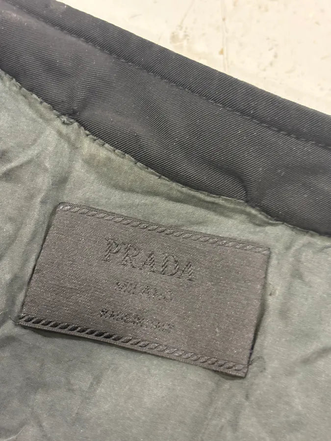 SS1999 Prada Black Nylon Zip Moto Jacket yVGJNfH 9