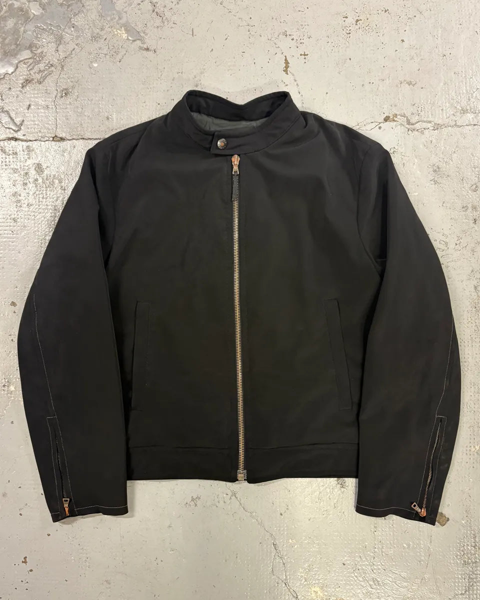 SS1999 Prada Black Nylon Zip Moto Jacket yVGJNfH 0