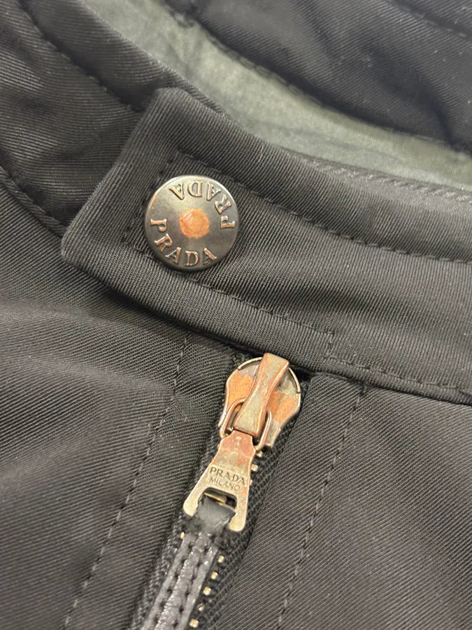 SS1999 Prada Black Nylon Zip Moto Jacket yVGJNfH 8