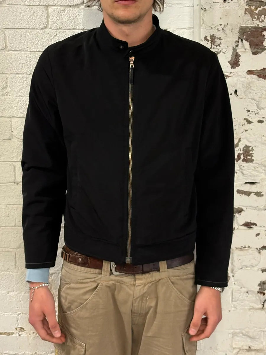 SS1999 Prada Black Nylon Zip Moto Jacket yVGJNfH 1