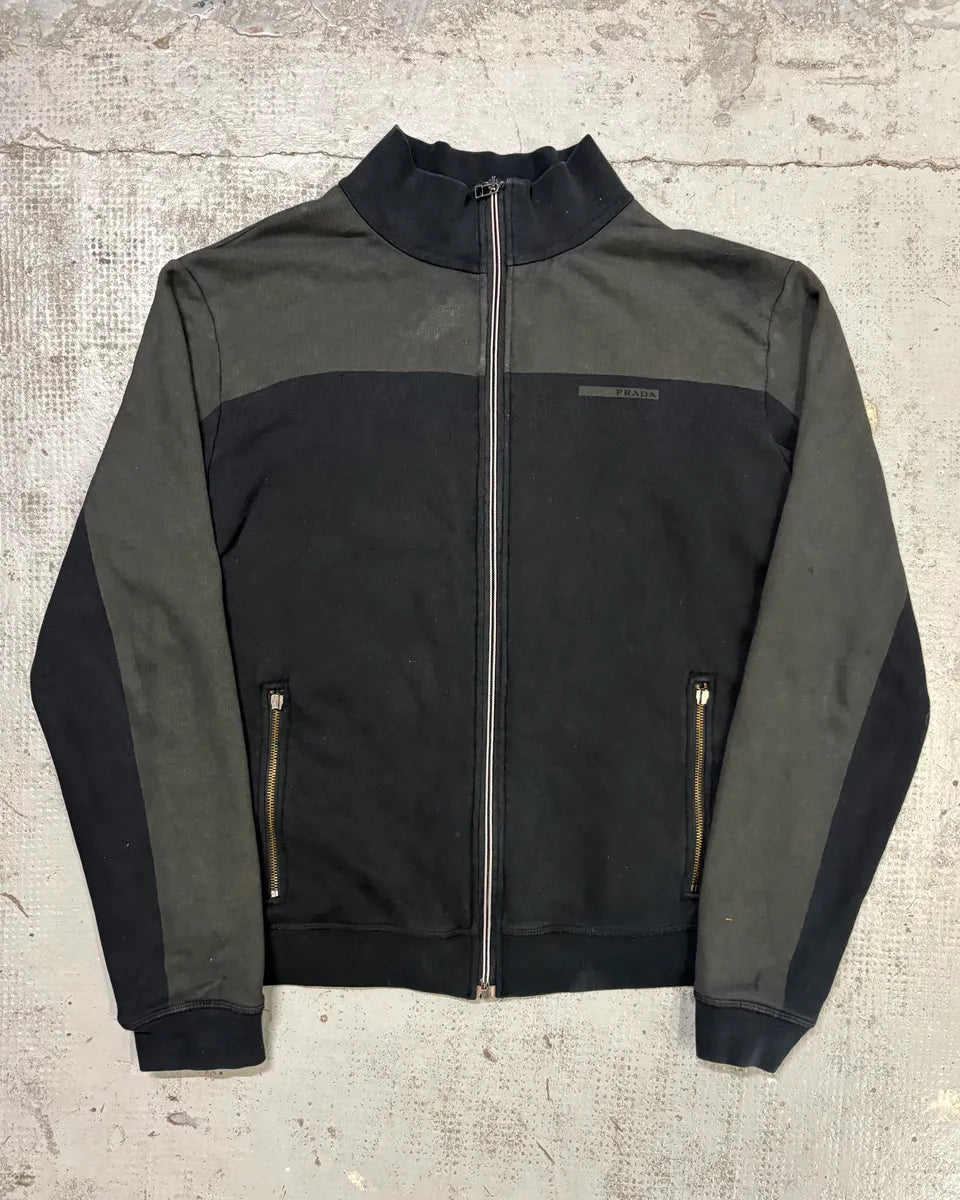2000s Prada Black & Grey Nylon Zip-Up Sweater tmcnMrv 0