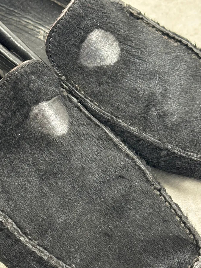 Prada Black Pony Hair Loafers Driver Sole  yNRjIfx 4