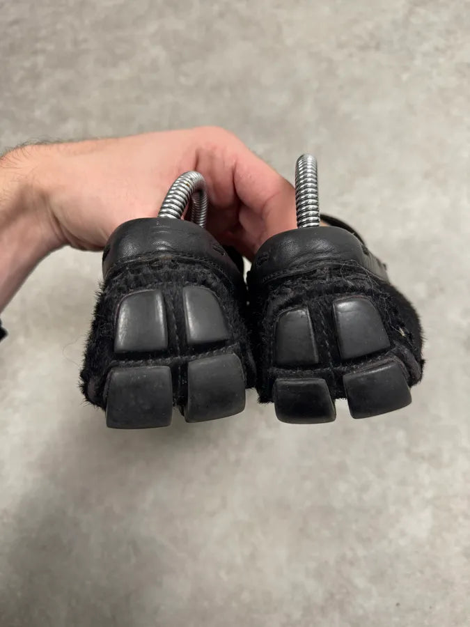 Prada Black Pony Hair Loafers Driver Sole  yNRjIfx 5