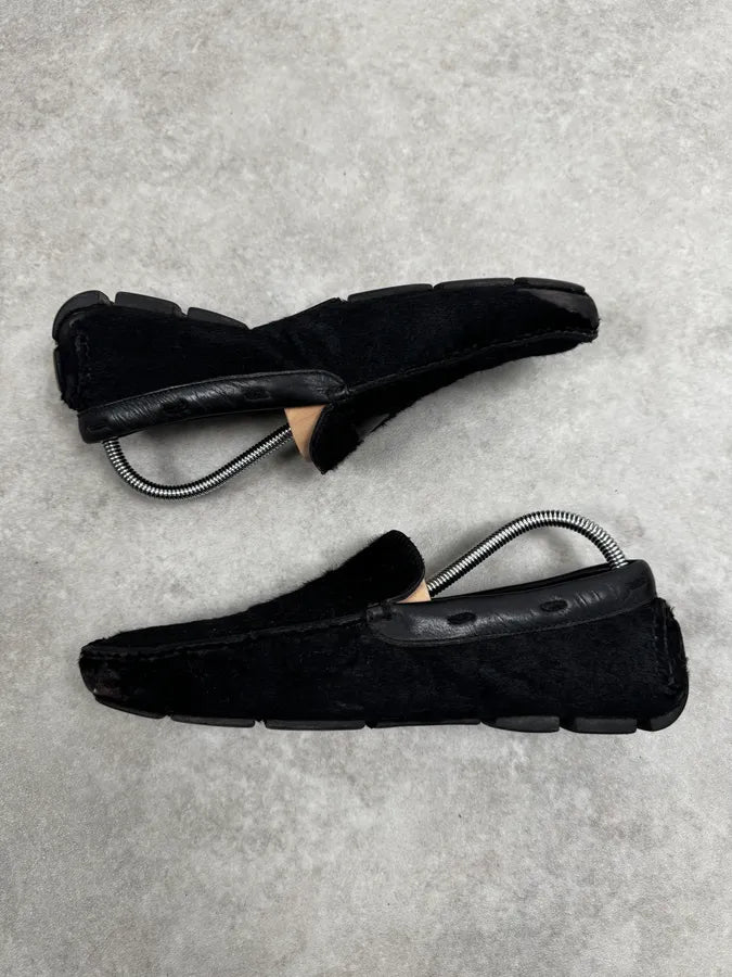 Prada Black Pony Hair Loafers Driver Sole  yNRjIfx 2